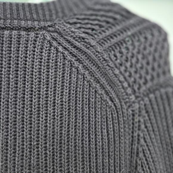 NWT French Connection Mens M Black Sweater Transfer Rib Crewneck Jumper Long - Picture 11 of 15